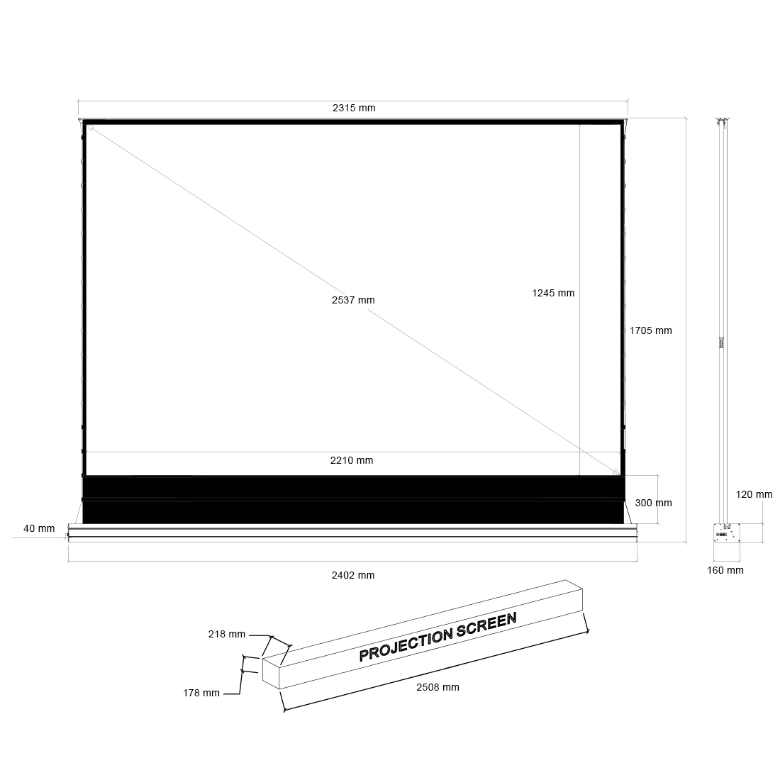 ekran projekcyjny 100 cale, ekran podłogowy 4K HD, przenośny ekran do projektora, ekran kina domowego, ekran projekcyjny mobilny, ekran z gazowym mechanizmem, ekran 16:9 PVC, ekran projekcyjny PRS-GE01
