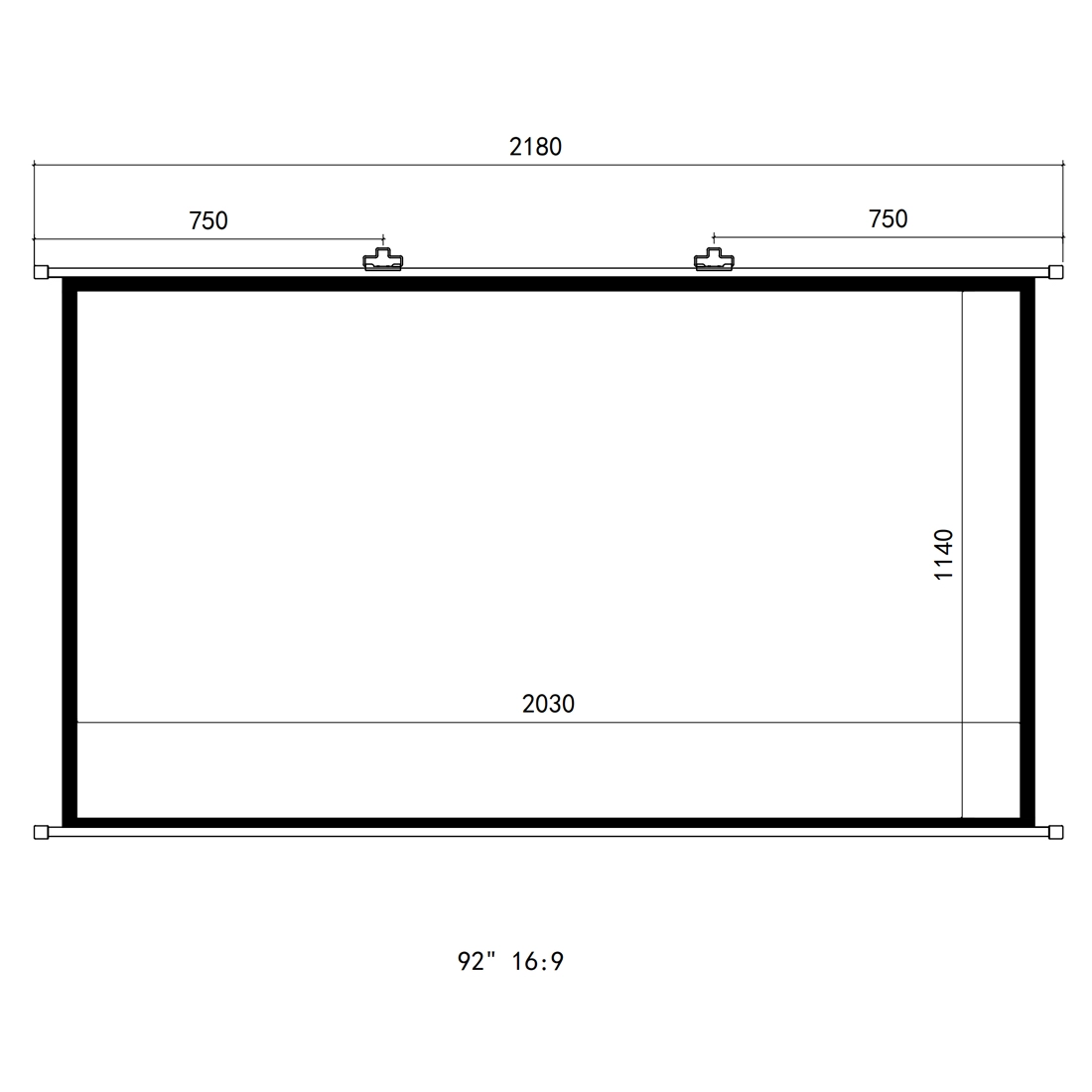 regulowane uchwyty ekranu, przesuwne wieszaki, łatwy montaż, bez wiercenia powtórnego, bezpieczne mocowanie, ekran ścienny Spacetronik