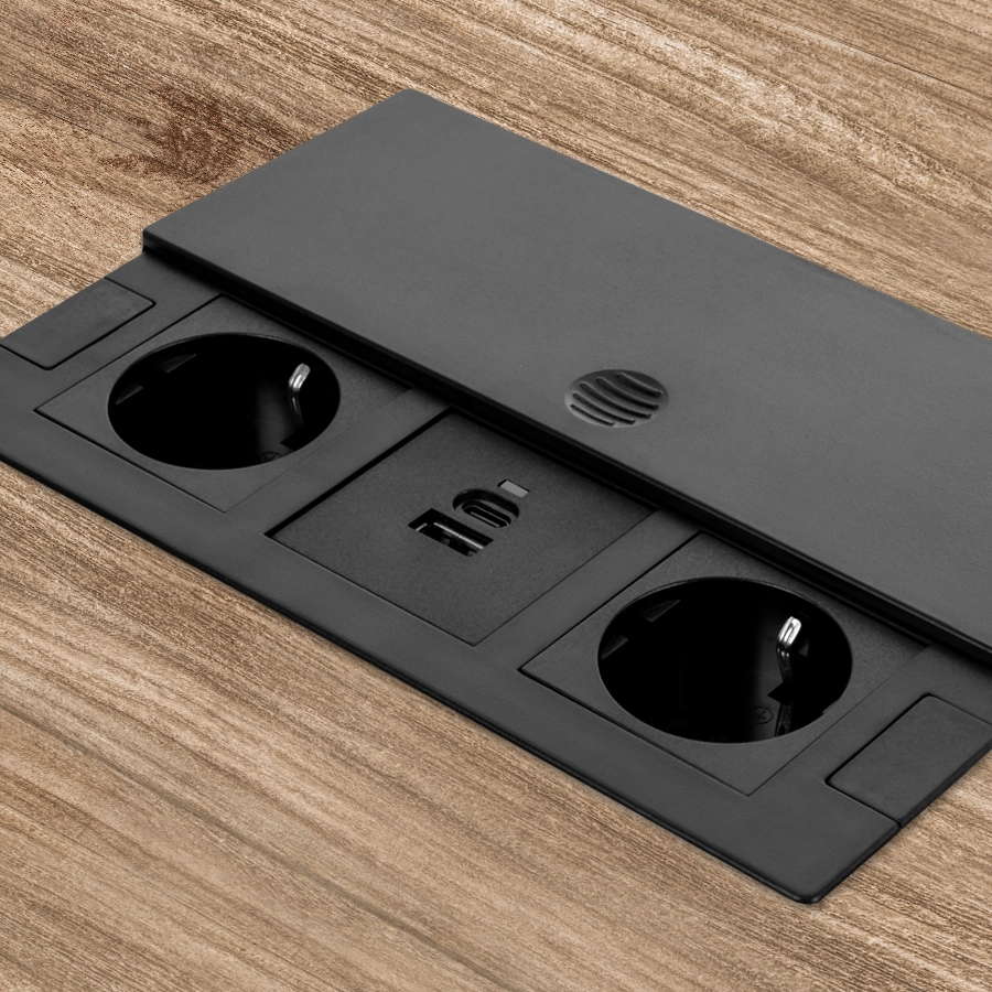 Otwierane gniazdo blatowe, nowoczesne gniazdo meblowe, eleganckie gniazdo otwierane, gniazdo do blatu